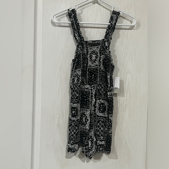 FINAL PRICE NWT Nordstrom BP Smocked Bodice Romper Black Bandana Print Boho - Picture 2 of 4